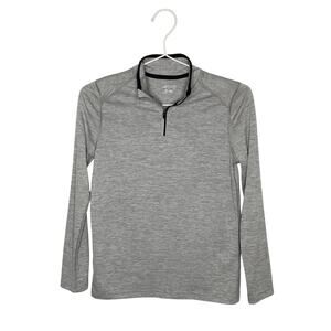 BCG Gray Pullover 1/4 Zip Long Sleeve Performance Top Medium